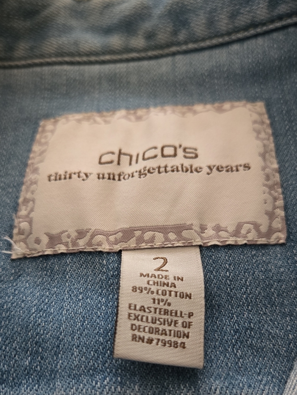 Chico Embroidered Light Wash Denim Jacket - Blue - Picture 5 of 7